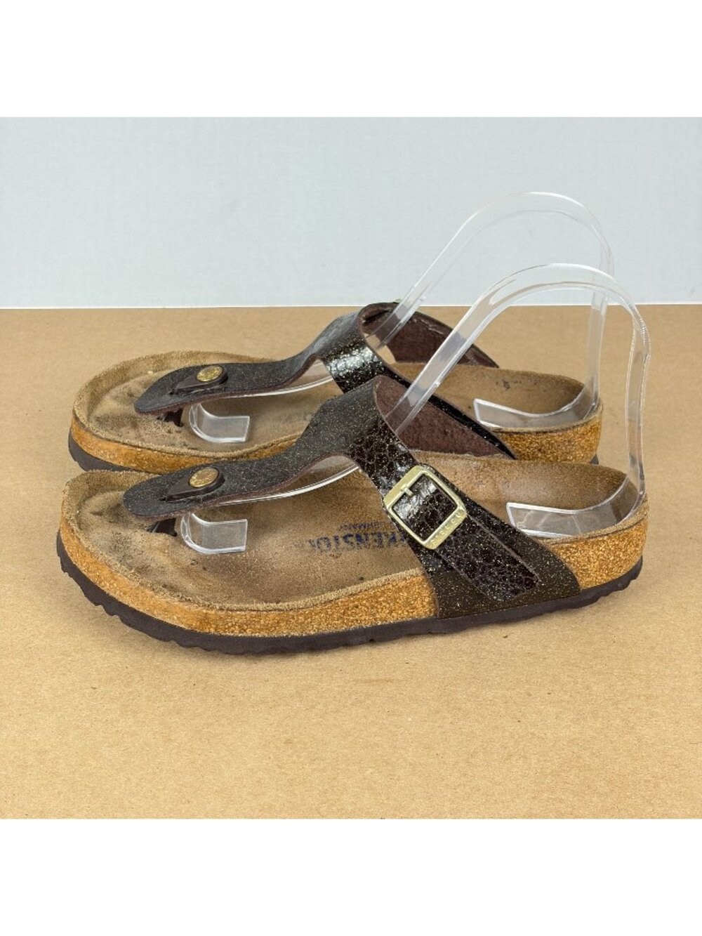 Birkenstock Gizeh Thong Toe Post Sandals Womens 6 Brown Sparkle Slip On